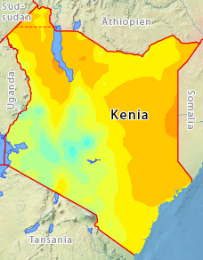 Mittlere Temperaturen in Kenia im März