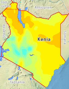 Mittlere Temperaturen in Kenia im Oktober